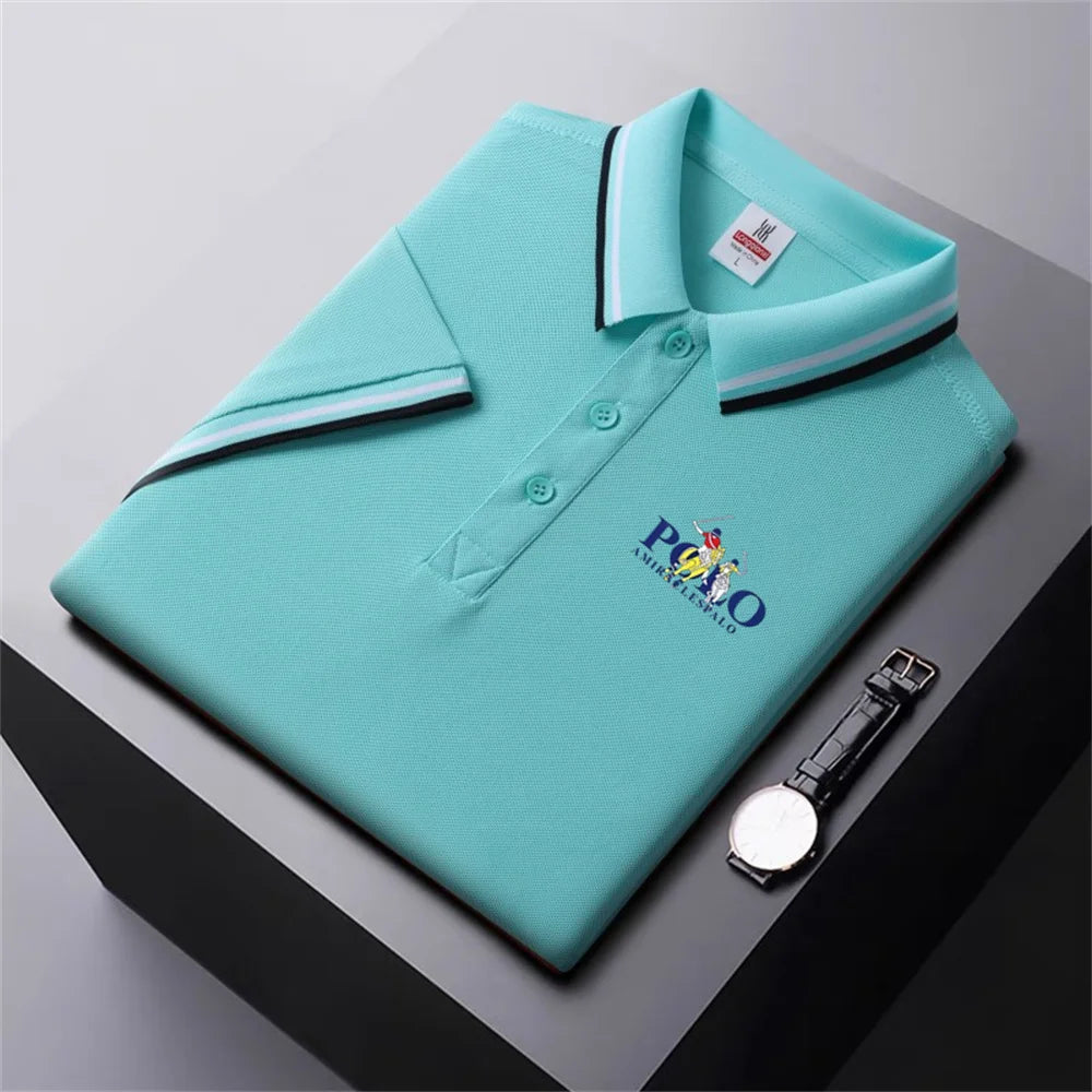 Men Breathable T-Shirt Business And Leisure POLO Shirt Summer New Fashion Short Sleeve Clothes Solid Color Comfortable Pullovers