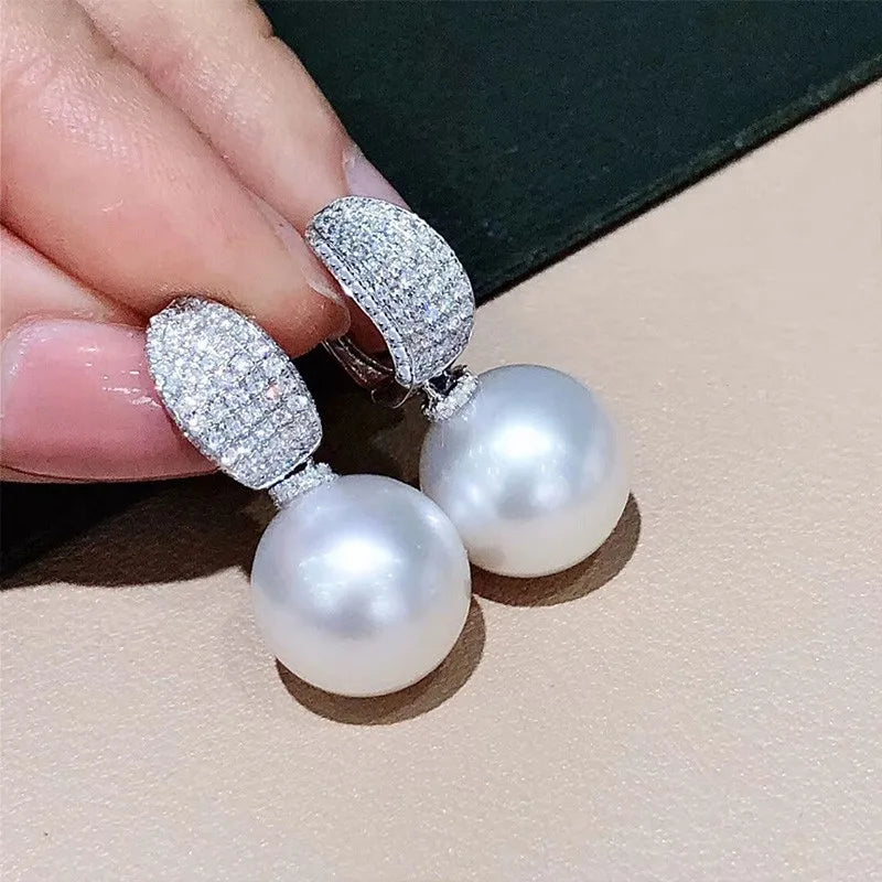 Huitan Luxuryr Women Silver Color Temperament Elegant Lady Earrings Wedding Pashion Jewelry