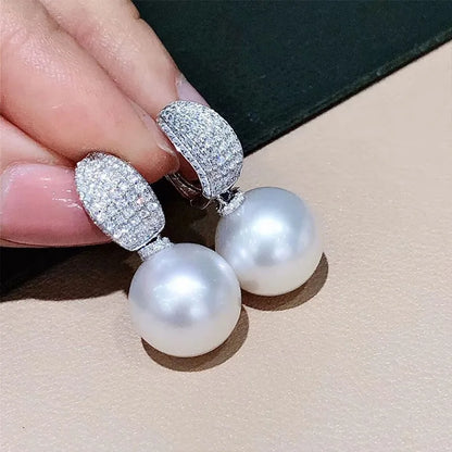 Huitan Luxuryr Women Silver Color Temperament Elegant Lady Earrings Wedding Pashion Jewelry