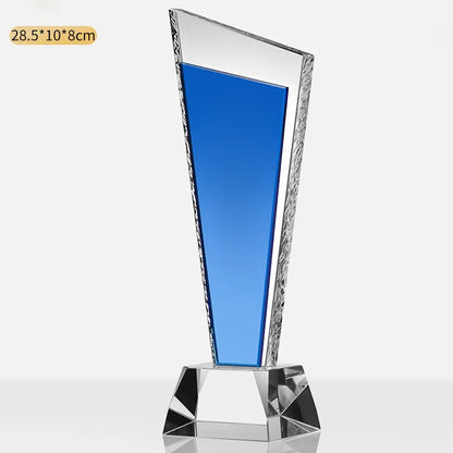 Customized Creative Crystal Trophy, High Honor Souvenir, Excellent Employee Enterprise Competition Awards, Blue, Home Decor, 1Pc