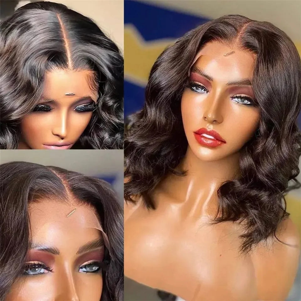 Brazilian Body Wave Short Bob Wig 13x4 Lace Front Human Hair Wigs for Women