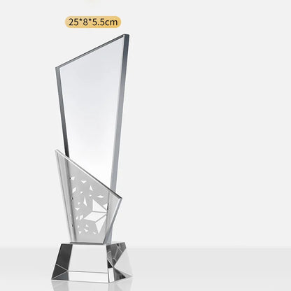 Customized Creative Crystal Trophy, High Honor Souvenir, Excellent Employee Enterprise Competition Awards, Blue, Home Decor, 1Pc