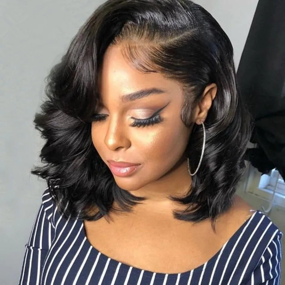 Brazilian Body Wave Short Bob Wig 13x4 Lace Front Human Hair Wigs for Women