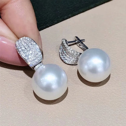 Huitan Luxuryr Women Silver Color Temperament Elegant Lady Earrings Wedding Pashion Jewelry