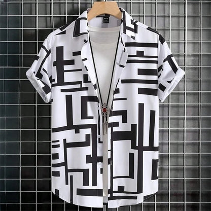 Simple Men's Shirts 3d Patchwork Printing High-Quality Men's Clothing Street Designer Short Sleeved Beach Party Hawaiian Shirts