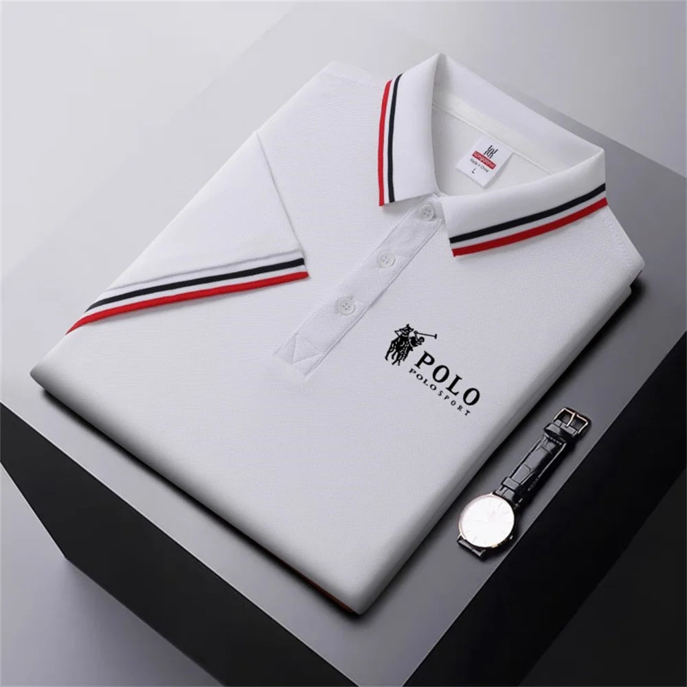 Men Breathable T-Shirt Business And Leisure POLO Shirt Summer New Fashion Short Sleeve Clothes Solid Color Comfortable Pullovers