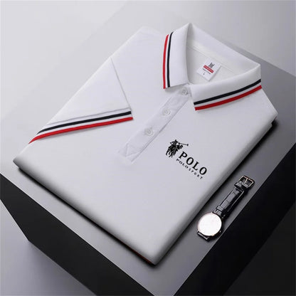 Men Breathable T-Shirt Business And Leisure POLO Shirt Summer New Fashion Short Sleeve Clothes Solid Color Comfortable Pullovers