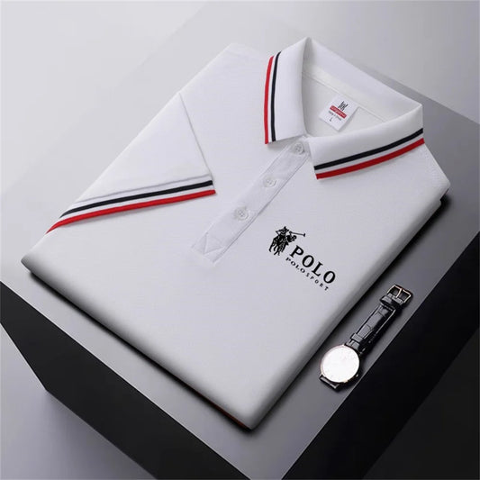 Men Breathable T-Shirt Business And Leisure POLO Shirt Summer New Fashion Short Sleeve Clothes Solid Color Comfortable Pullovers
