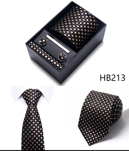Hot Sale 8 cm Wide Tie Sets Blue Solid Men's Neck Tie Handkerchief Cufflinks Clip Box Wedding Gift Silk Handmade