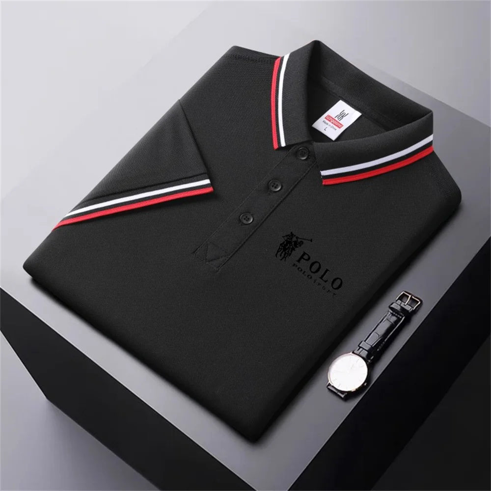 Men Breathable T-Shirt Business And Leisure POLO Shirt Summer New Fashion Short Sleeve Clothes Solid Color Comfortable Pullovers