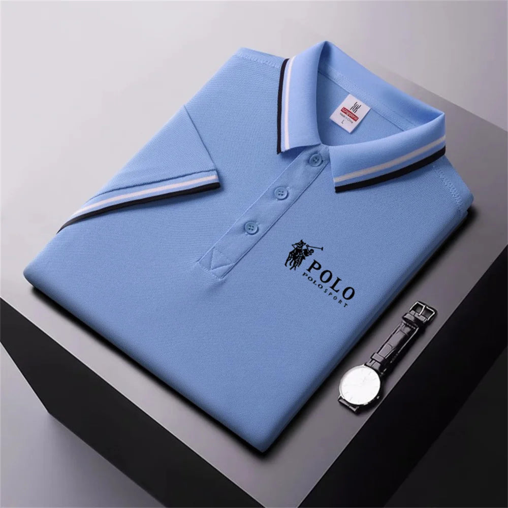 Men Breathable T-Shirt Business And Leisure POLO Shirt Summer New Fashion Short Sleeve Clothes Solid Color Comfortable Pullovers