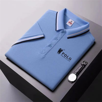 Men Breathable T-Shirt Business And Leisure POLO Shirt Summer New Fashion Short Sleeve Clothes Solid Color Comfortable Pullovers