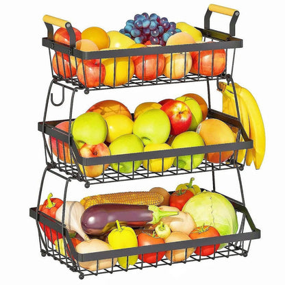 Vegetables Basket Large Capacity 3 Tiers Space Saving Metal Wire Basket
