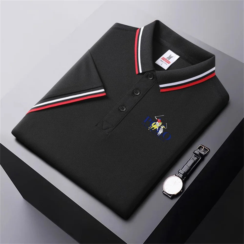 Men Breathable T-Shirt Business And Leisure POLO Shirt Summer New Fashion Short Sleeve Clothes Solid Color Comfortable Pullovers