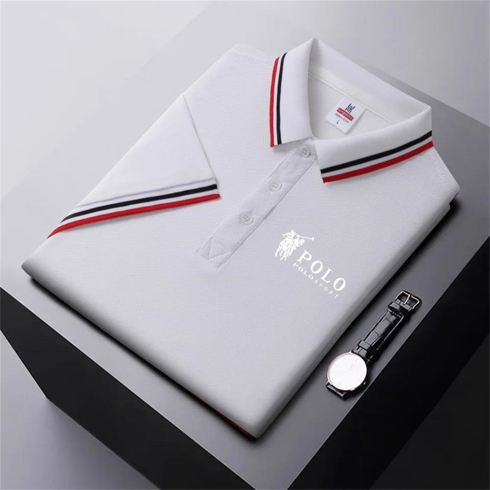 Men Breathable T-Shirt Business And Leisure POLO Shirt Summer New Fashion Short Sleeve Clothes Solid Color Comfortable Pullovers