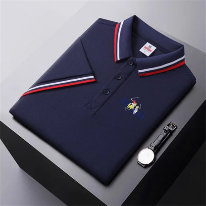 Men Breathable T-Shirt Business And Leisure POLO Shirt Summer New Fashion Short Sleeve Clothes Solid Color Comfortable Pullovers