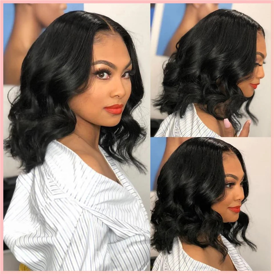 Brazilian Body Wave Short Bob Wig 13x4 Lace Front Human Hair Wigs for Women