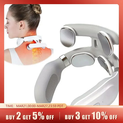 Neck Massage Machine 4 Head And Neck Protection Heating Machines Breathing Light Vibration Hot Compress Cervical Spine Machine