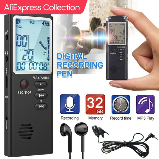 AliExpress Collection Digital Voice Recorder Mini Spy Professional Dictaphone Audio Recording With WAV,MP3 Player Grabadora De