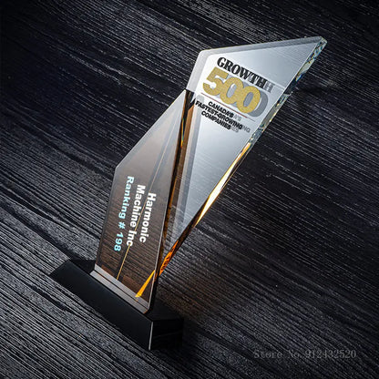 Creative Customized K9 Crystal Trophy, Engraved Upscale Authorization Plate, Honor Award, Excellent Employee Trophy, 1Pc