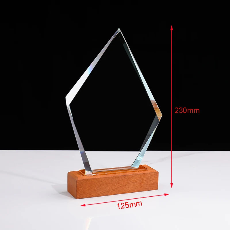 Hot Sell Crystal Trophy Free Custom Engraving Logo Annual Outstanding Staff Award Business Event Souvenir Winner Prize Gifts