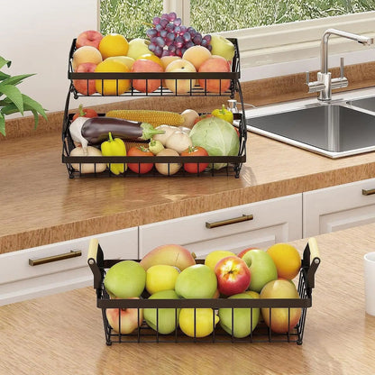 Vegetables Basket Large Capacity 3 Tiers Space Saving Metal Wire Basket