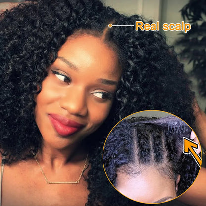 Wig Human Hair No Leave Out Glueless Brazilian Deep Curly Wave U Part Human Hair Wig for Women 180% Density
