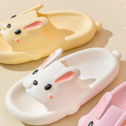 Mignon lapin pantoufles pour enfants femmes été maison chaussures salle de bain pantoufles