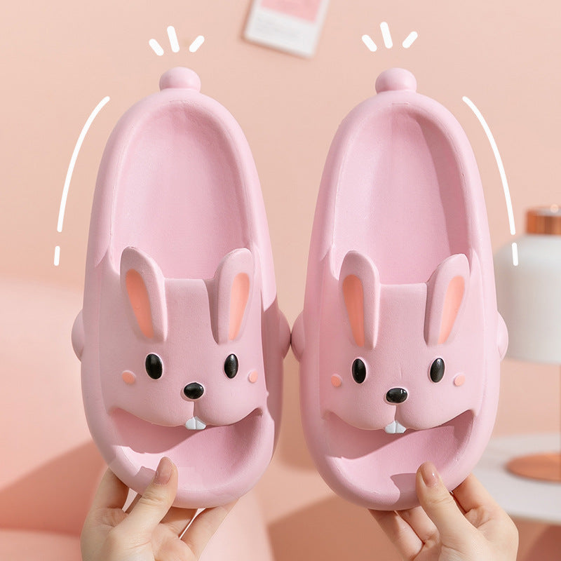 Mignon lapin pantoufles pour enfants femmes été maison chaussures salle de bain pantoufles