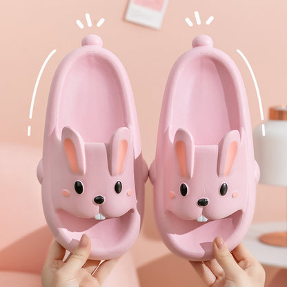 Mignon lapin pantoufles pour enfants femmes été maison chaussures salle de bain pantoufles