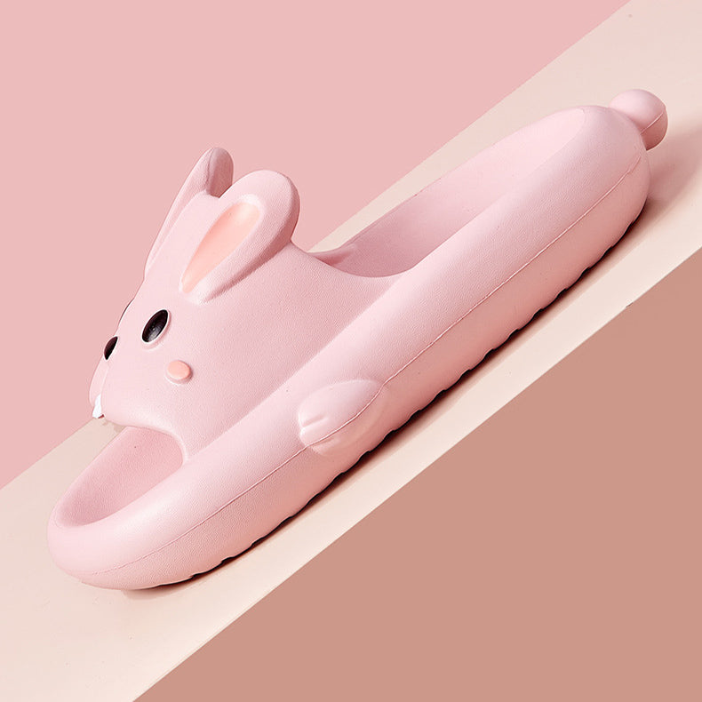 Mignon lapin pantoufles pour enfants femmes été maison chaussures salle de bain pantoufles