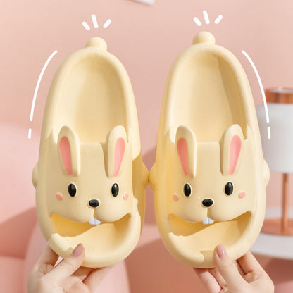Mignon lapin pantoufles pour enfants femmes été maison chaussures salle de bain pantoufles