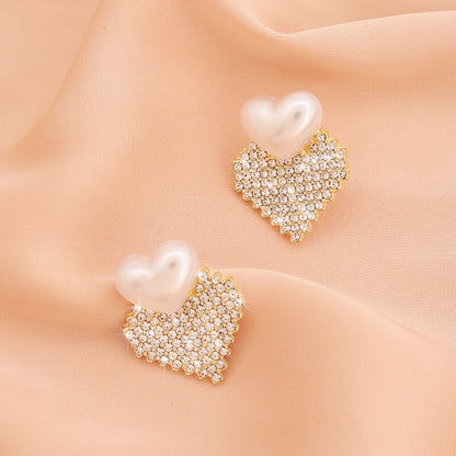 Stylish Vintage Diamond And Pearl Love Earrings