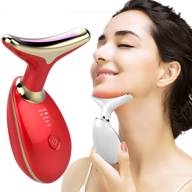 EMS Thermique Cou De Levage Et Serrer Masseur Électrique Microcourants Rides Remover LED Photon Visage Dispositif de Beauté Pour Femme