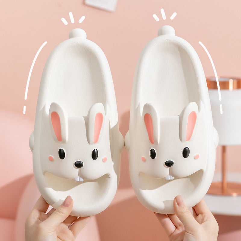 Mignon lapin pantoufles pour enfants femmes été maison chaussures salle de bain pantoufles